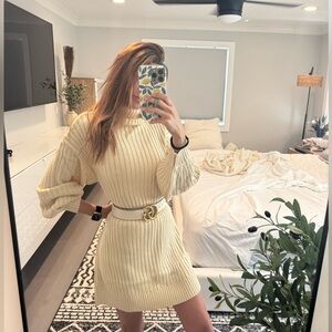 Women Oversized Sweater Dress Turtleneck